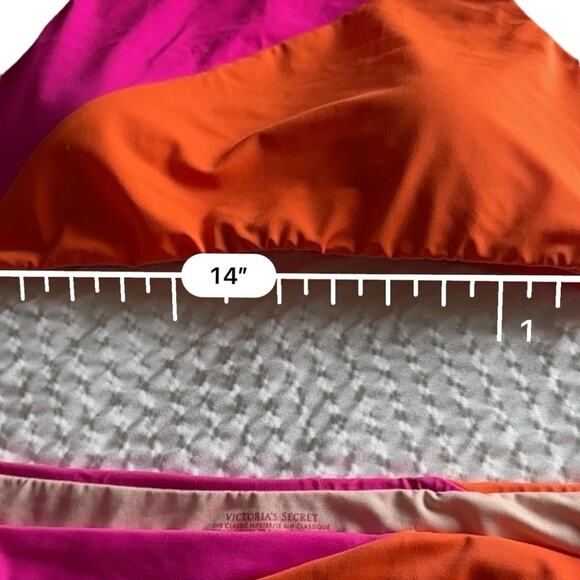 Victoria's Secret Pink Orange Color block Halter Hipster bikini set Size LARGE - Picture 8 of 13